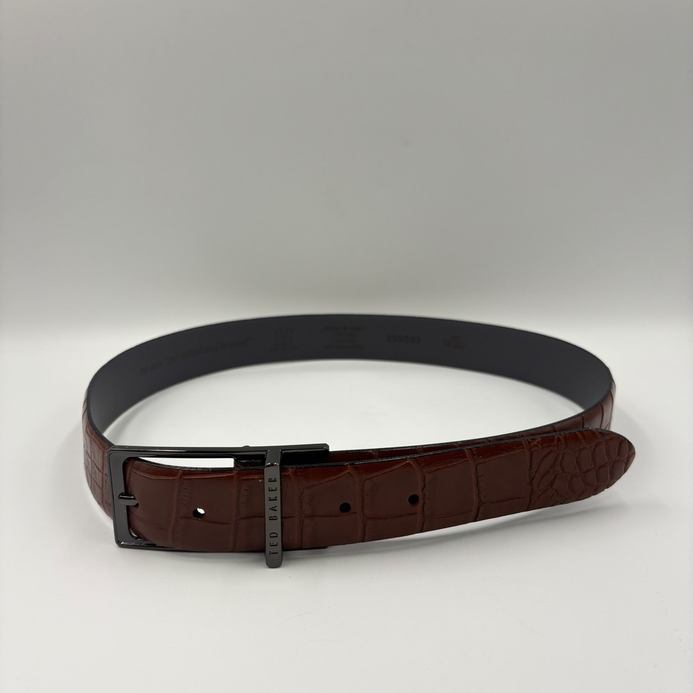 Ted Baker London Mens Alligator Embossed Leather Belt Made in Italy 30 76cm